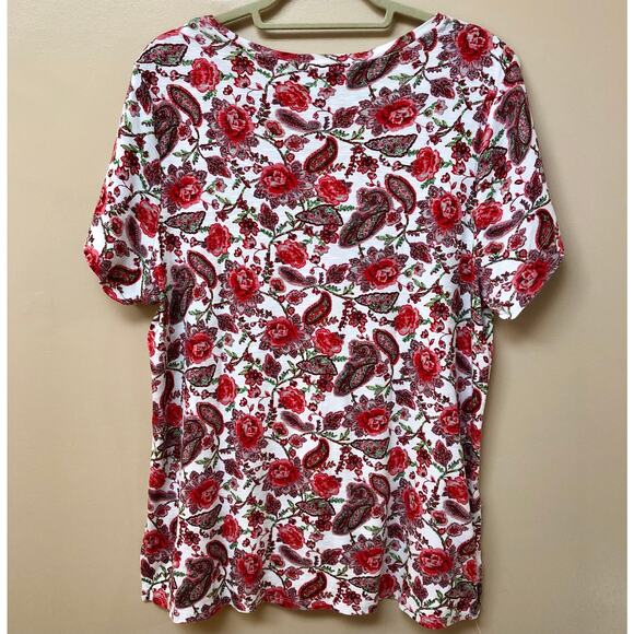 Philosophy Pima Cotton Short Sleeve Pink Floral Top Women's XL - Picture 2 of 7